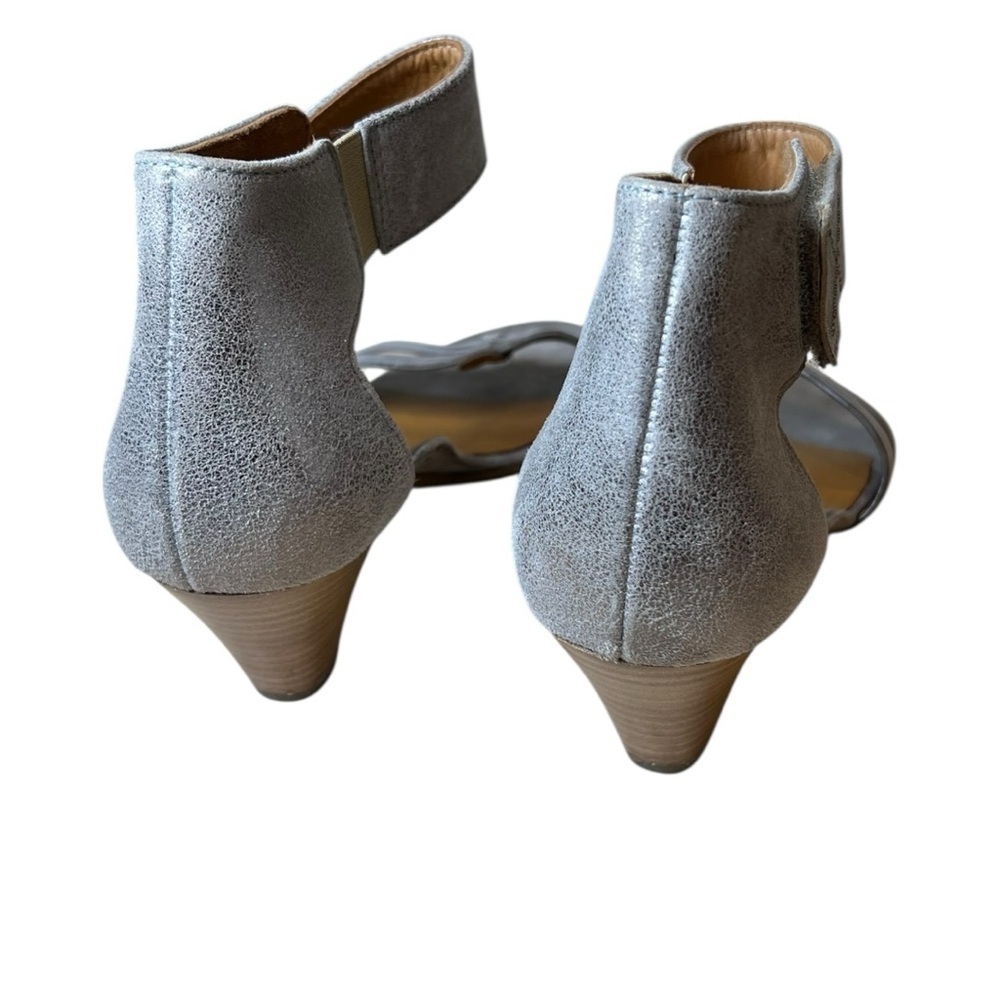 Paul Green “Coco” Heeled Leather Sandals In Smoke Metallic With Size 5 - Picture 3 of 6